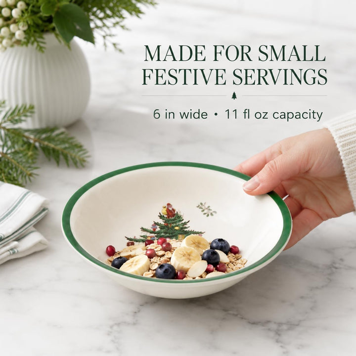 Portmeirion Spode Weihnachtsbaum, 5,5 Zoll Müslischalen Set, Steingut Schalen für Frühstück, Haferfl