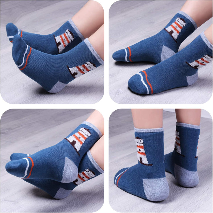 L&amp;K-II 12 Paar Pack Jungen Kindersocken Teenager Stümpfe Frühling und Sommer Socken mit niedlichen M