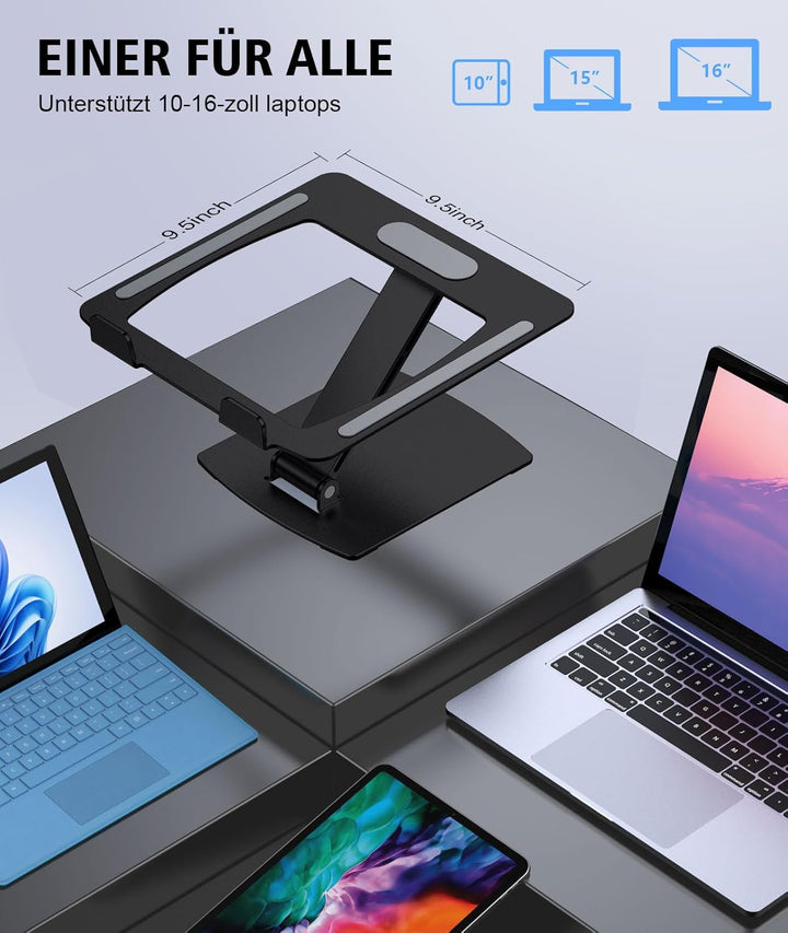 Glangeh Laptop Ständer Höhenverstellbar, Ergonomischer, Tragbarer Notebook Ständer für Schreibtisch,