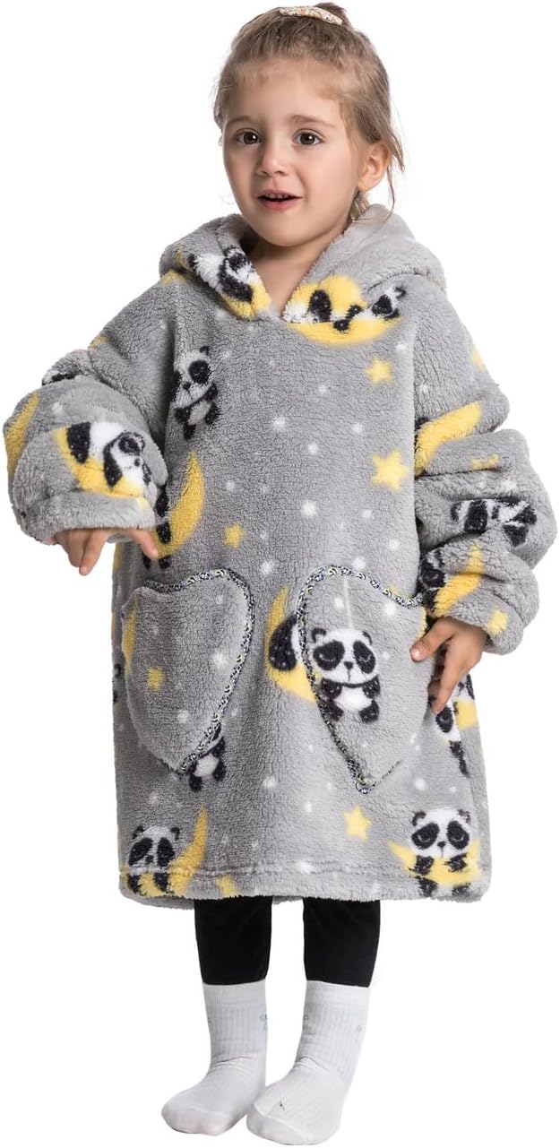 Ruiuzioong Kinder Übergrosse Kapuzenpullover,Super Weich Warmes Bequeme Tragbare Decken Sweatshirt f