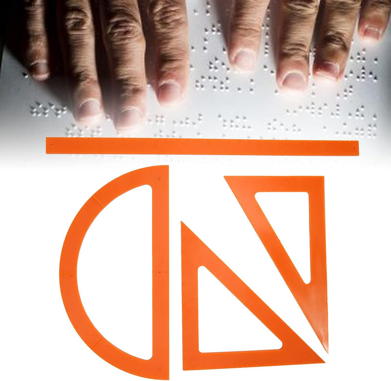 Braille Geometrie Set, ABS Lineal Schule Mathematischer Winkelmesser Blinde Lernmaterialien Mathemat
