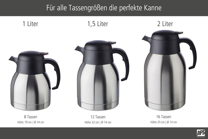 APS 10910 Isolierkanne „Classic“, 1 Liter, Kaffeekanne mit Drehverschluss, Ø 14 cm, H: 19 cm, doppel