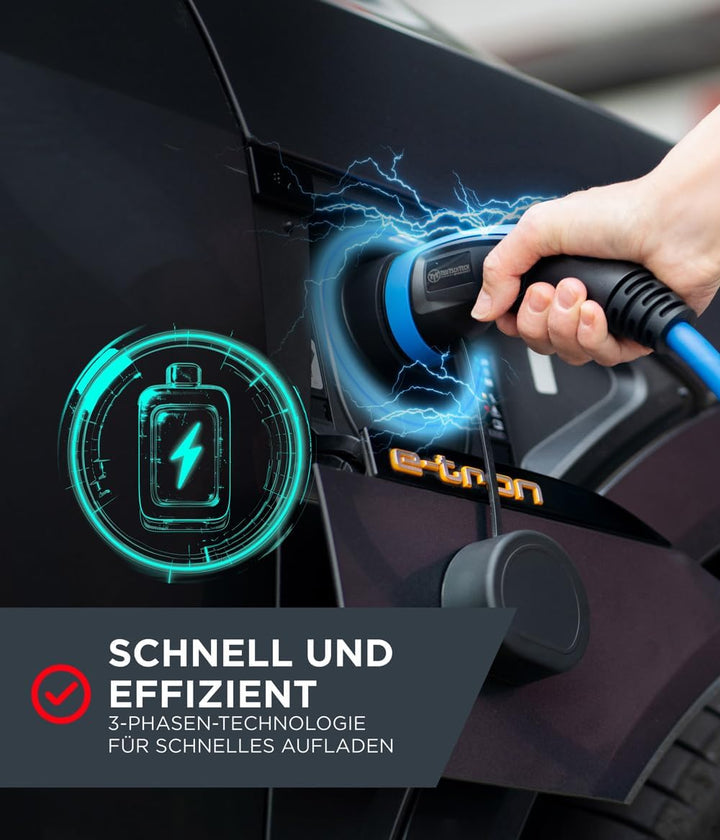 TEUTSCHTECH Typ 2 Ladekabel für Elektroauto | 10 m | Typ 2 auf Typ 2 | 11kW | 3x16A | 3-phasig | Mod