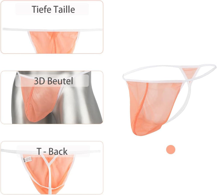 YAHWULAI Niedrige Taille Herren Strings Weich und Bequem Leicht Dehnbar M Schwarzorangegelb, M Schwa