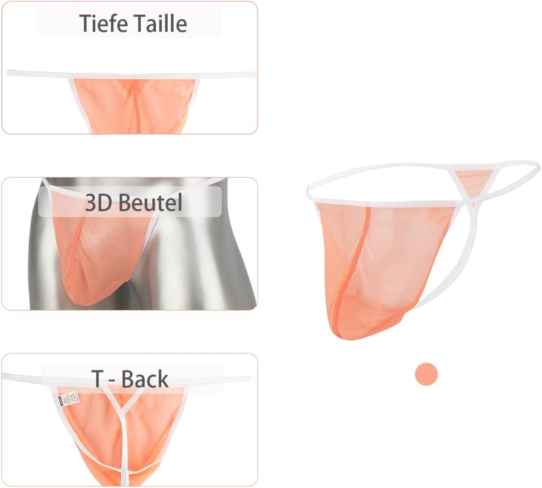 Niedrige Taille Herren Strings Weich und Bequem Leicht Dehnbar L Schwarzorangegelb, L Schwarzorangeg