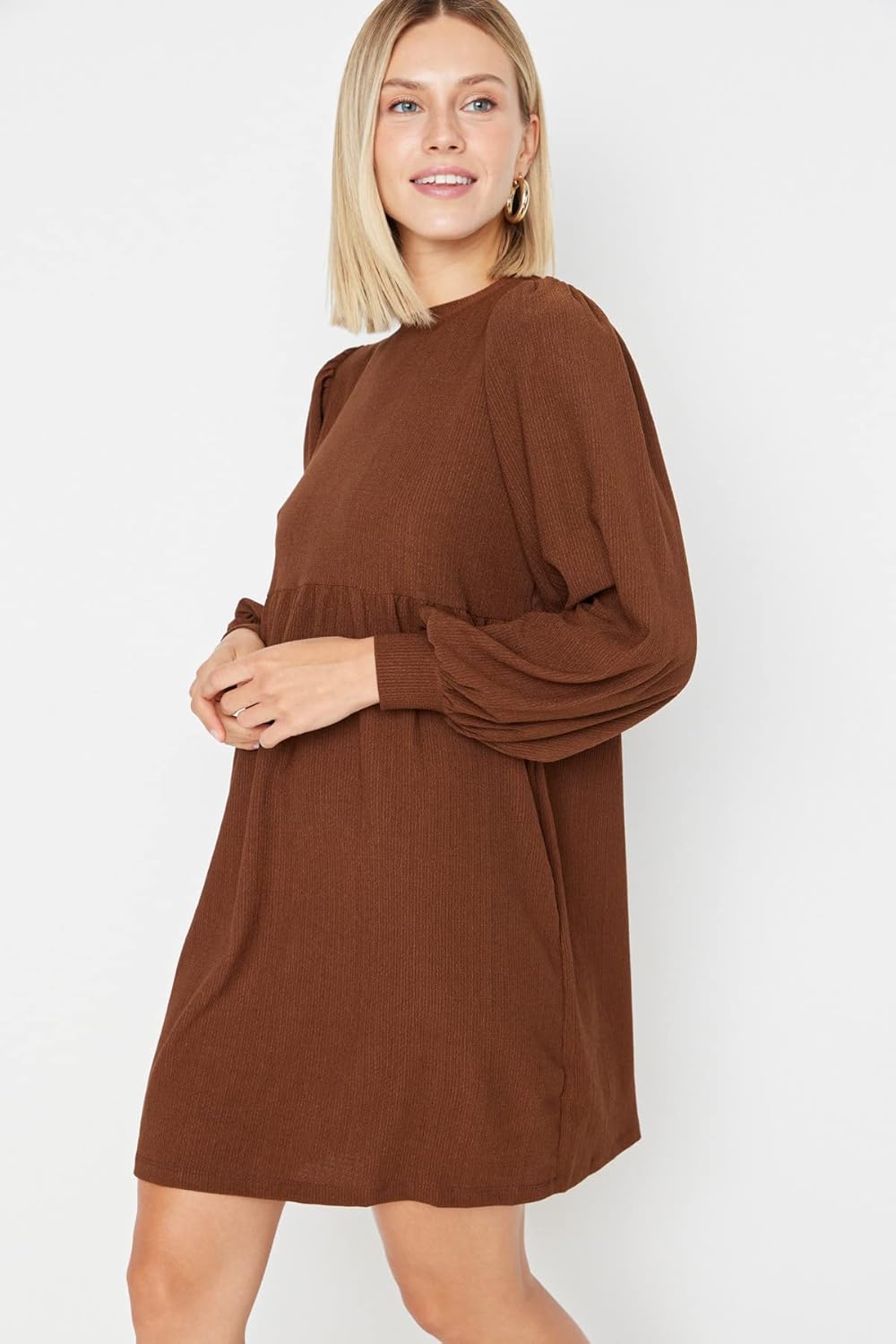 TRENDYOL Damen Mini Shift Relaxed Dress Kleid XL Braun, XL Braun