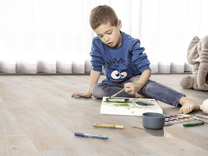BASICfloor Eiche Hell 244x2440mm Laminatboden, XL Landhausdiele 8mm Stärke, Klick Verbindung, V Fuge