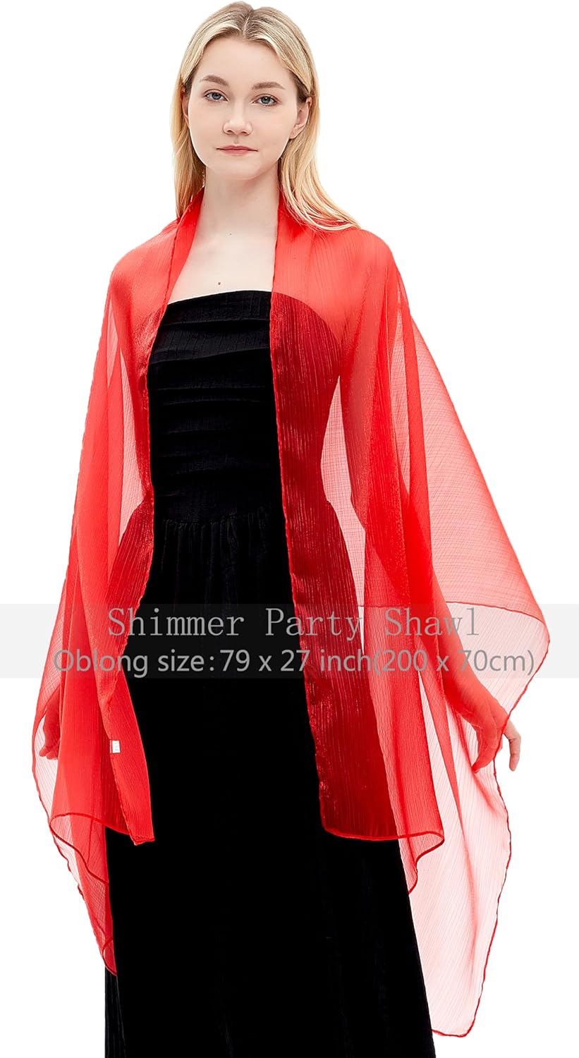 Gragengs Damen Schals und Wraps für Abendkleider Leichte Sheer Crepe Tücher Shimmer Hochzeit Party S
