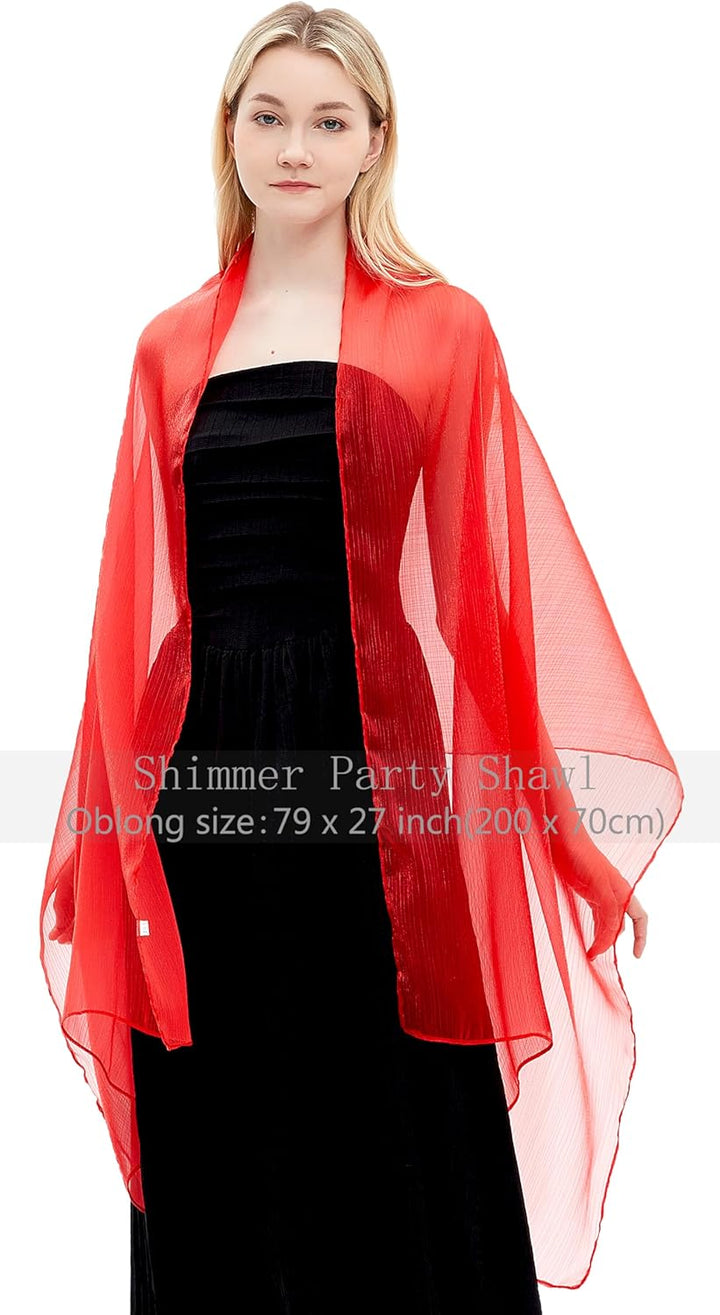 Gragengs Damen Schals und Wraps für Abendkleider Leichte Sheer Crepe Tücher Shimmer Hochzeit Party S