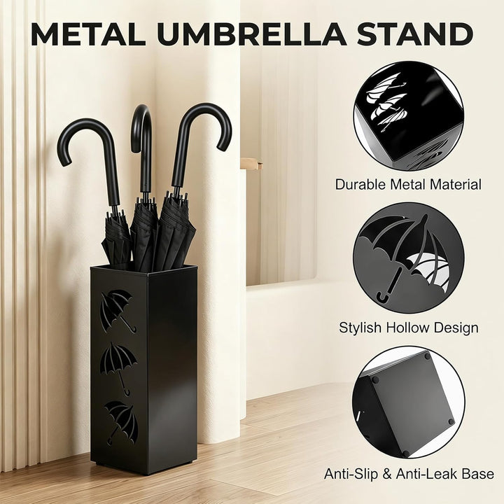 Regenschirmständer aus Metall, Regenschirmständer am Eingang, Quadratischer Schirmständer Regenschir