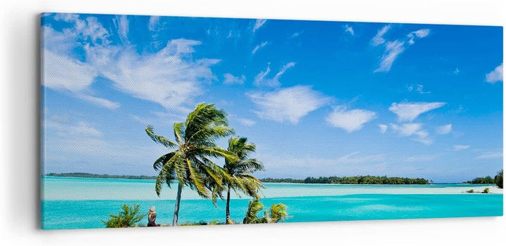 Wandbilder Dekoration Wohnzimmer Tahiti Insel Bora entspannend Panorama Bilder auf Leinwand 120x50cm
