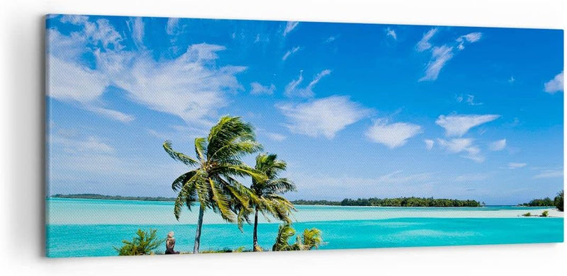 Wandbilder Dekoration Wohnzimmer Tahiti Insel Bora entspannend Panorama Bilder auf Leinwand 120x50cm