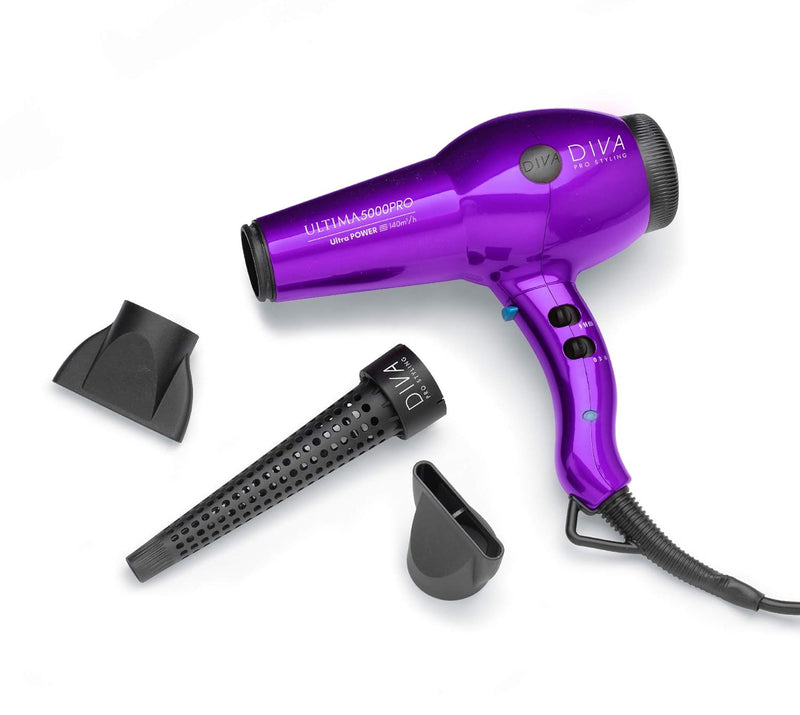 Diva Pro Styling Ultima 5000 Pro Professioneller Haartrockner mit Ionischer Konditionierung, 2200 W,