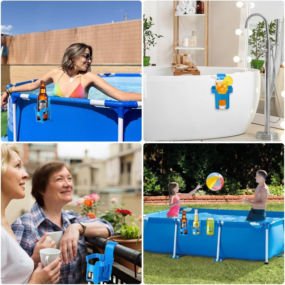 4 Stück Getränkehalter Poolrand, Pool Becherhalter Wasserbecher-Hängehalter Getränke Halterung Pools