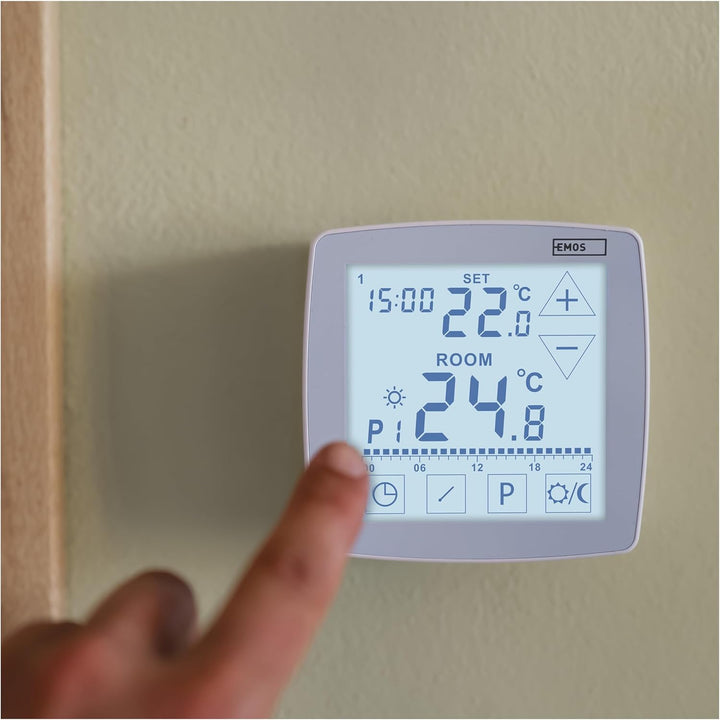 EMOS - digitaler Raumthermostat mit OpenTherm - programmierbar, drahtgebunden, 2X 1,5 V Batterie - H