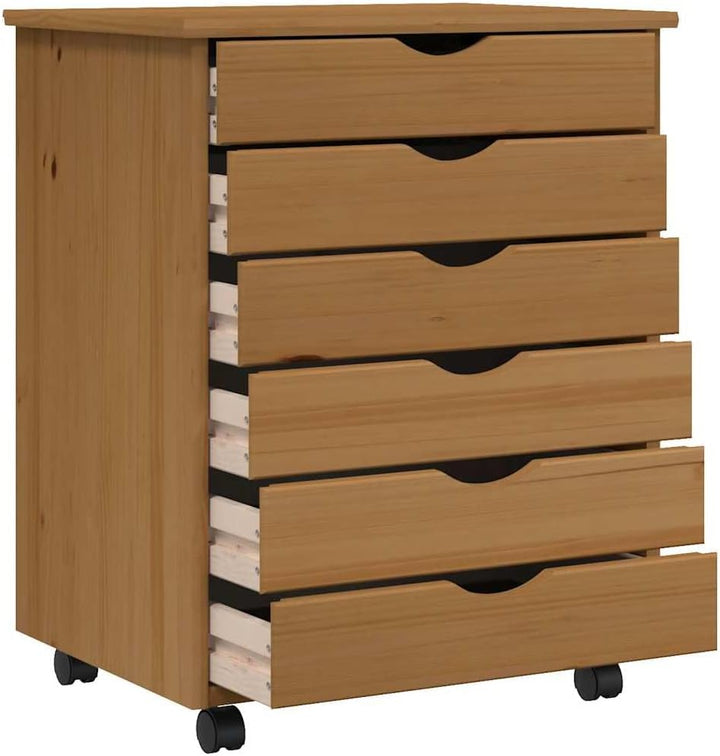 vidaXL Rollschrank, Rollcontainer mit 6 Schubladen, Kommode Schubladenschrank mit Rollen, Büroschran