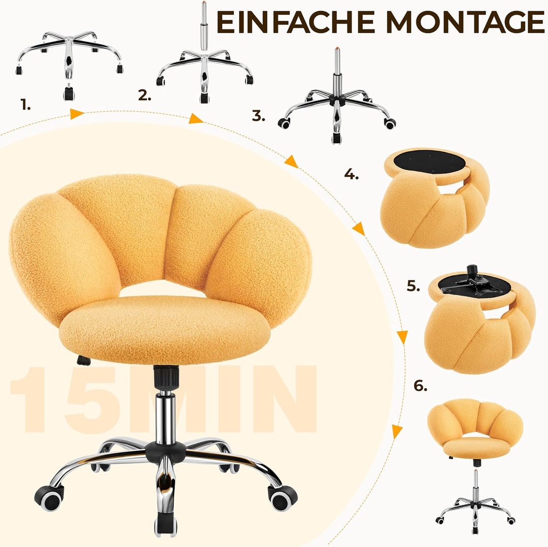Yaheetech Schreibtischstuhl Bürostuhl Ergonomisch Bürosessel in Wolkenform Schminktischstuhl bis 136