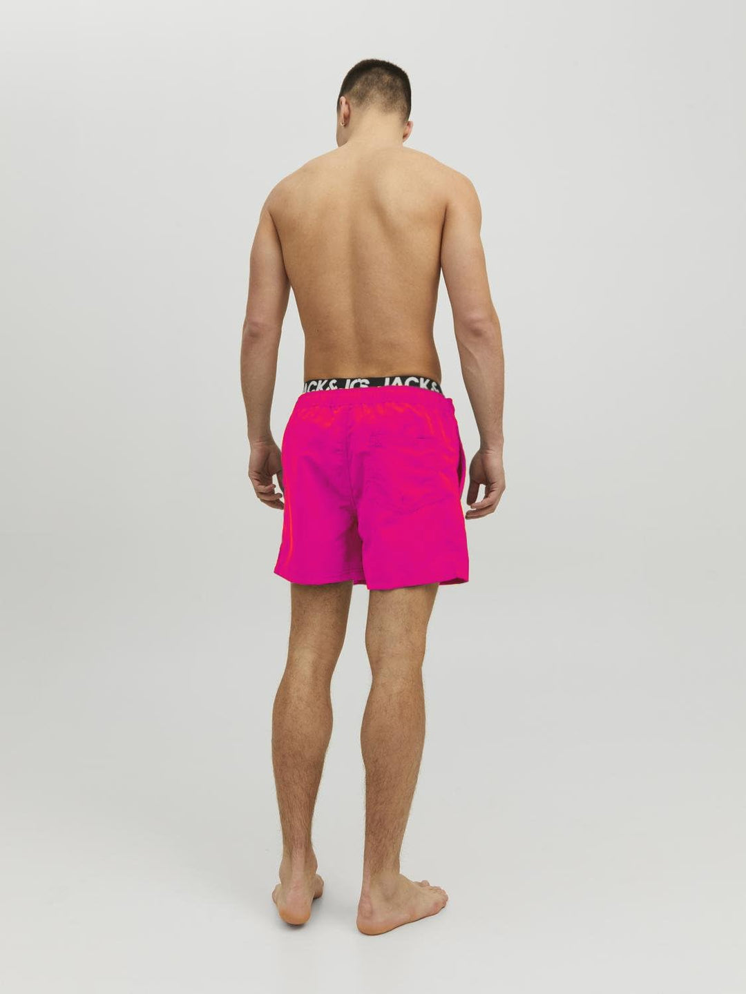 JACK &amp; JONES Herren Badehose Badeshort SPLICELOGO S M L XL XXL Schwarz Rot Orang L Rosa (Pink Gio),
