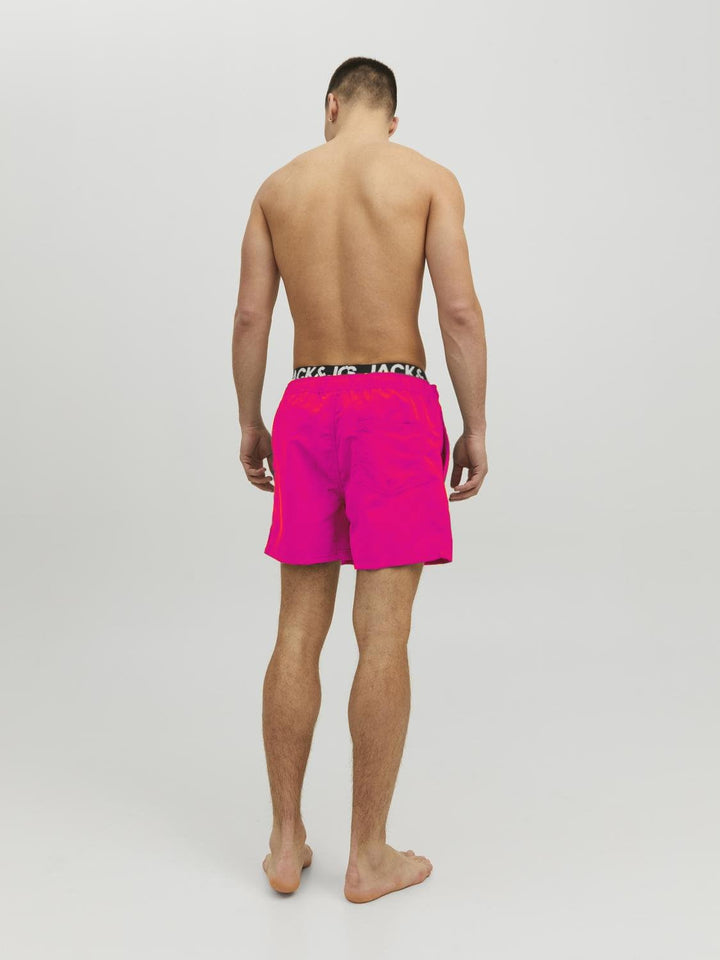 JACK &amp; JONES Herren Badehose Badeshort SPLICELOGO S M L XL XXL Schwarz Rot Orang L Rosa (Pink Gio),