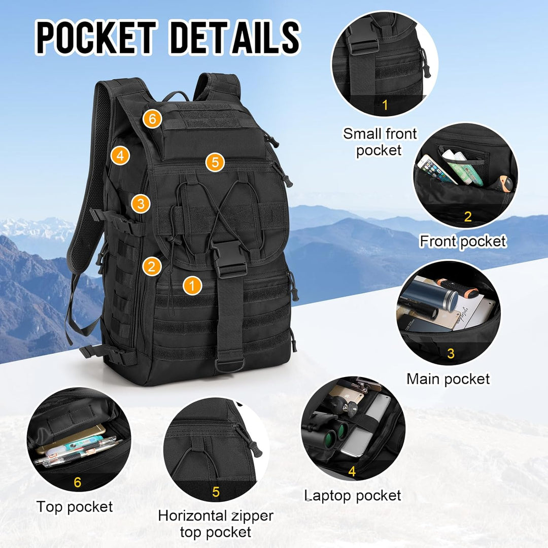 SHANNA Militärrucksack 35L/50L Armee Rucksack Molle, Hohe Kapazität Trekkingrucksack Wanderrucksäcke