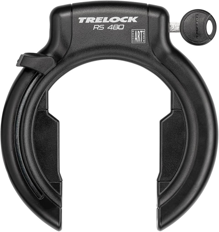 TRELOCK Rahmenschloss RS 480 Naz + Einsteckkette ZR 355 100/6 mit Satteltasche – 70,7 mm breite Öffn