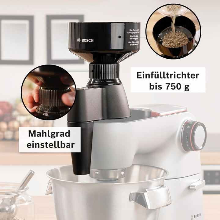 Bosch Getreidemühle MUZ9GM1, Kegelmahlwerk, stufenlose Mahlgradeinstellung, für alle Getreidesorten
