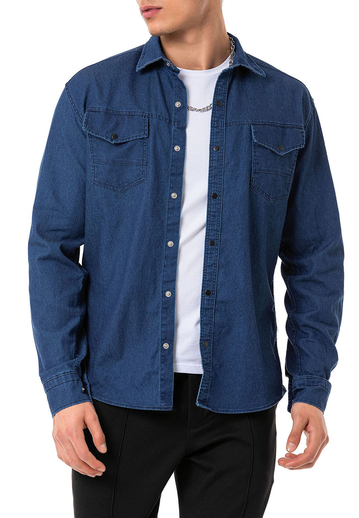 Red Bridge Herren Hemd Jeanshemd Freizeithemd Premium Denim Chest Pocket XL Dunkelblau, XL Dunkelbla