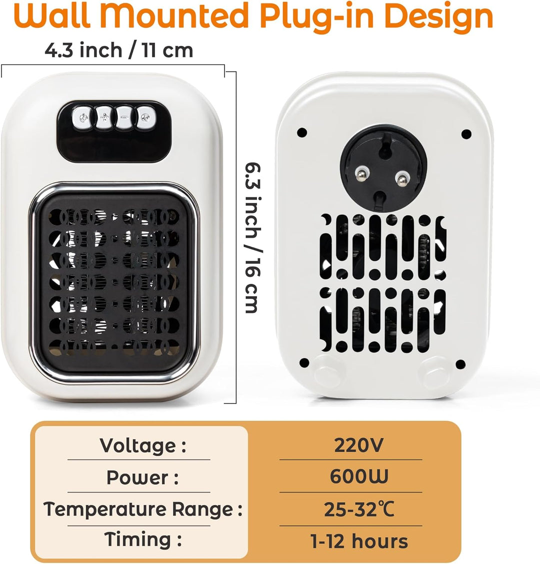 Steckdosen Heizlüfter 600W Keramik Heizung mit Thermostat Remote Wall Outlet Space PTC Keramische He