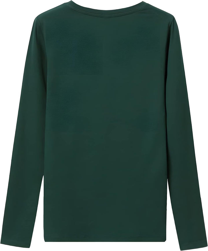 LiKing 3er Pack Langarmshirt Damen Baumwolle Basic Longsleeve Obertei Tops | Stretch Langarm-Shirt,B
