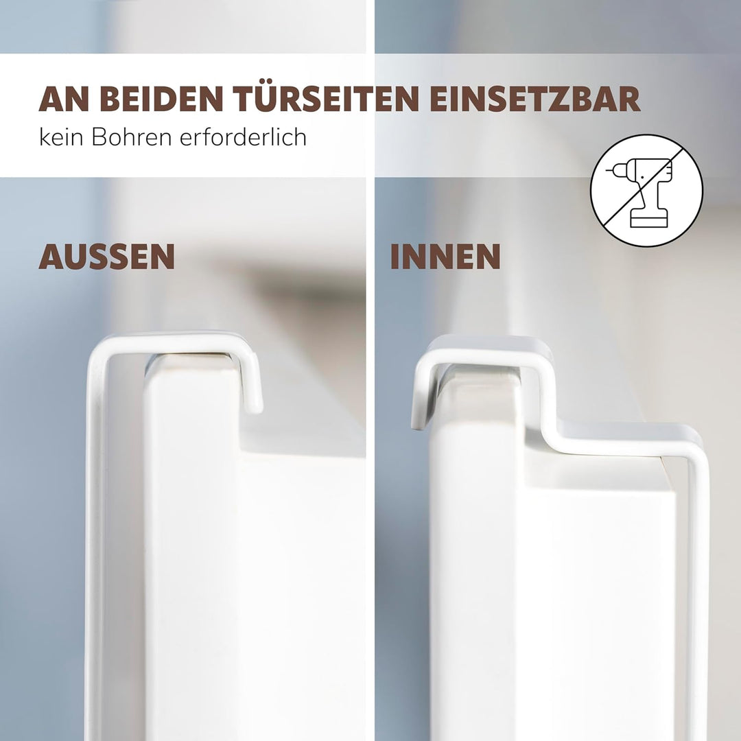 eluno Tür-Hängeregal aus Metall und Bambus, Tür-Handtuchhalter mit 2 Handtuchstangen, 4 praktische H