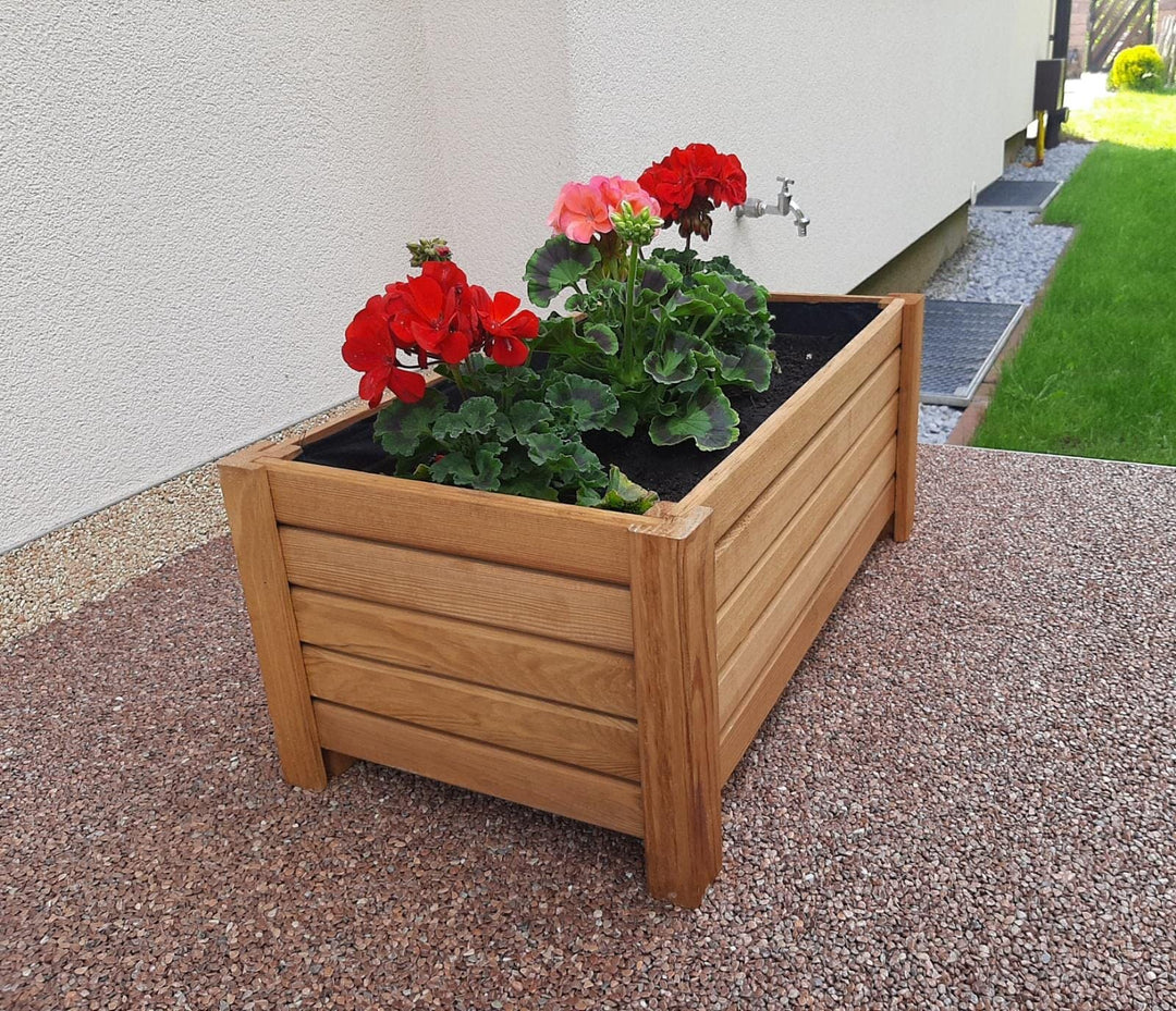Ogrodzenia Wiklinowe Pflanzkübel Rechteckig 59 x 33 x25 cm - Holz Blumentopf - Hellbraun - Pflanzkas