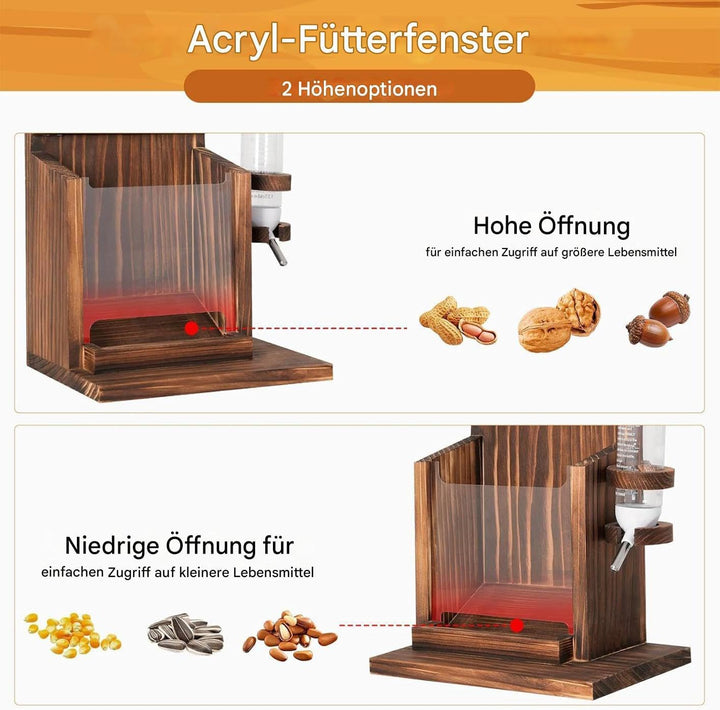 Eichhörnchen Futterhaus für draussen - Streifenhörnchen Futterstation Mit Wasserflasche - Holz Wandm