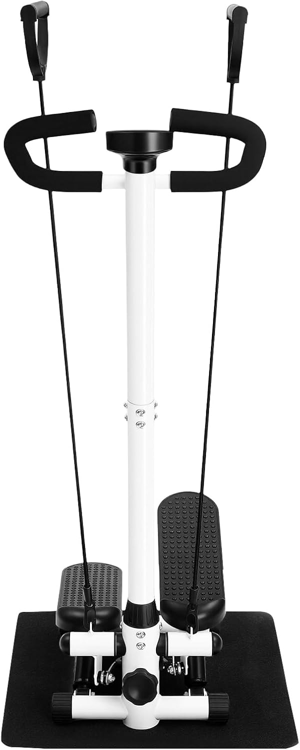 Fitness Stepper für Zuhause | Mini Stepper (Lenker, Matte & Widerstandsbänder) | Einstellbarer Stehe