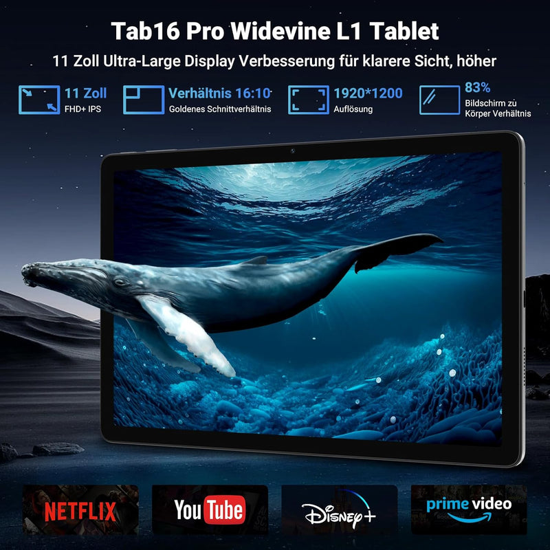 Blackview Tab 16 Pro Tablet Android 14, 24GB RAM + 256GB ROM (1TB TF) Gaming Tablet, Grosses Display