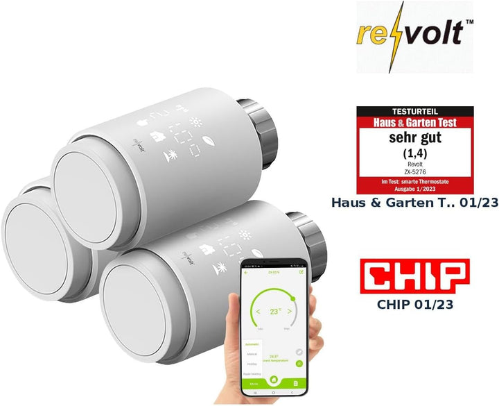 revolt Funkthermostat: 3er-Set programmierbare Heizkörper-Thermostate mit Bluetooth und App (Heizkör
