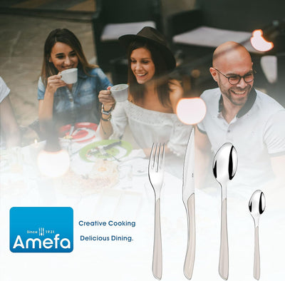 Amefa ECLAT Besteck Set, Weiss , Essbesteck 24-teilig, für 6 Personen, Edelstahl rostfrei, hochwerti