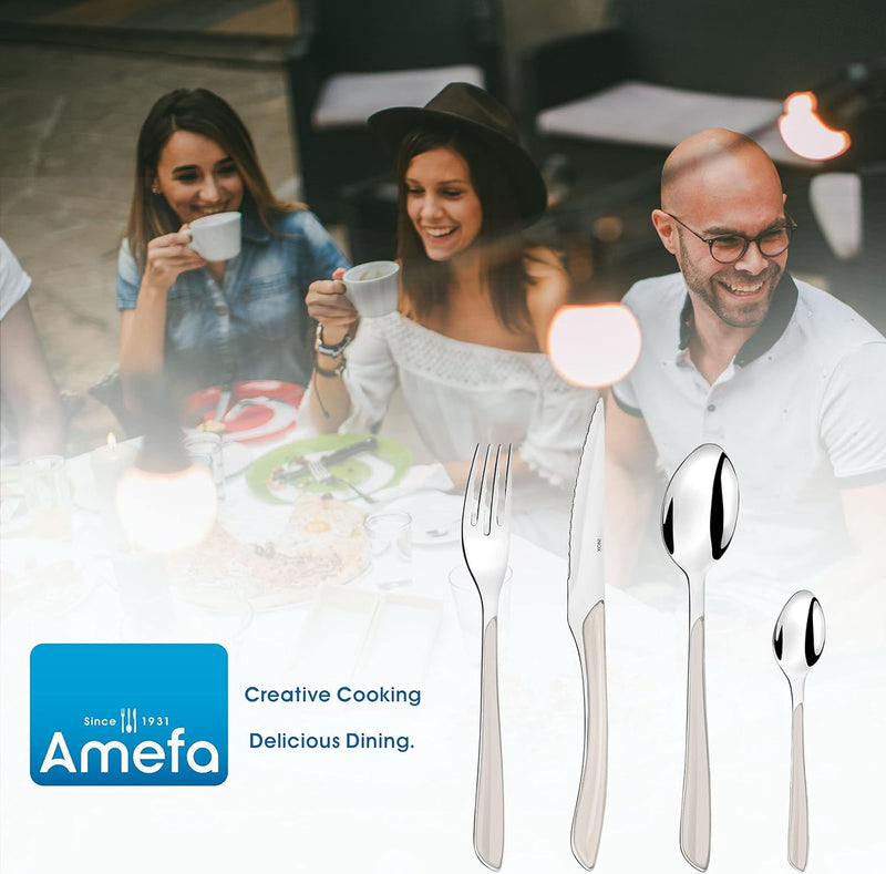 Amefa ECLAT Besteck Set, Weiss , Essbesteck 24-teilig, für 6 Personen, Edelstahl rostfrei, hochwerti