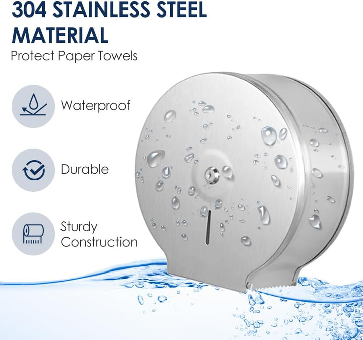 Jumbo Toilettenpapierspender, 22,9cm Grosse Rolle Wandmontage Edelstahl Wasserdichter Toilettenpapie