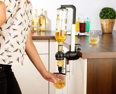 infactory Schnapsportionierer Wand: 2er-Set Flaschenhalter mit Portionierer für 3 cl (Flaschenhalter