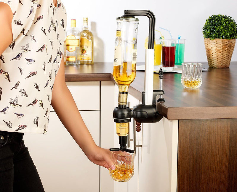 infactory Schnapsportionierer Wand: 2er-Set Flaschenhalter mit Portionierer für 3 cl (Flaschenhalter