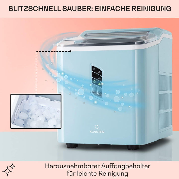 Klarstein Eiswürfelmaschine Klein, Schneller Ice Cube Maker, Eiswürfelbereiter Selbstreinigend, Eisw