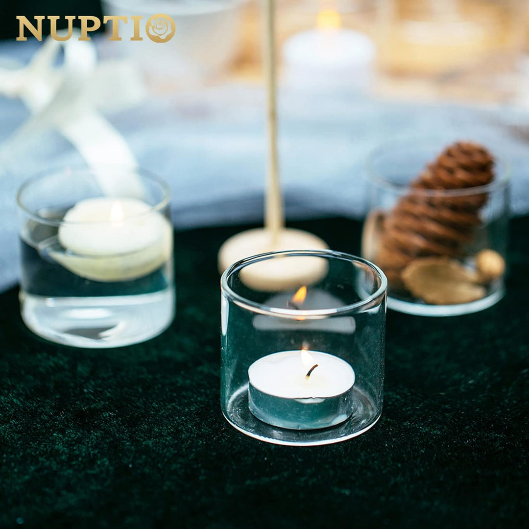 Nuptio Set von 12 Klaren Votivglas Teelichthalter Teelichthalter-Set Tischkerzenhalter 5.7cm Breite