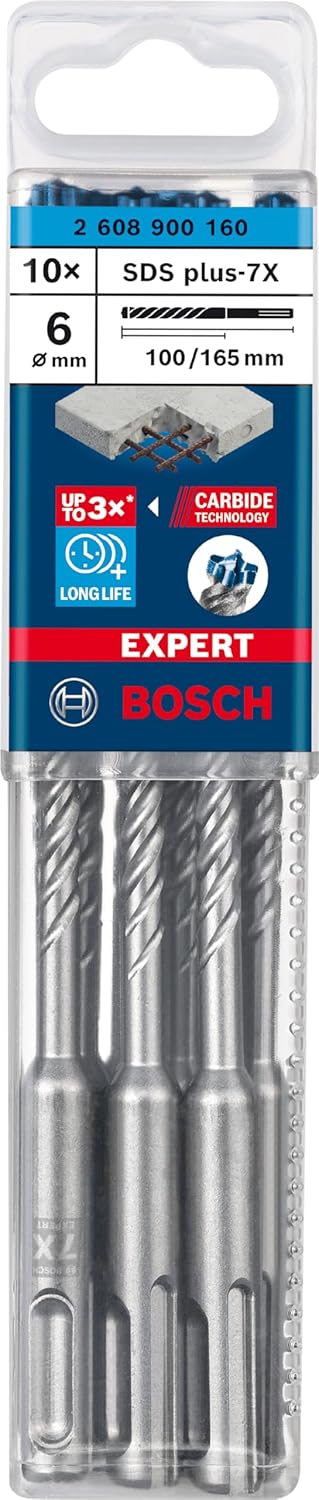 Bosch 30x EXPERT SDS plus-7X Hammerbohrer (für Weichgestein, Harter Stein, Ø 6,00 mm, Professional Z