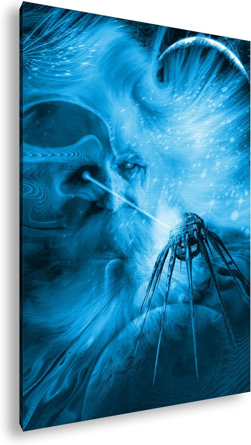 deyoli Abstraktes Raumschiff Zeichnung Format 80x60 Effekt: Monocrome Blau als Leinwandbild, Motiv f