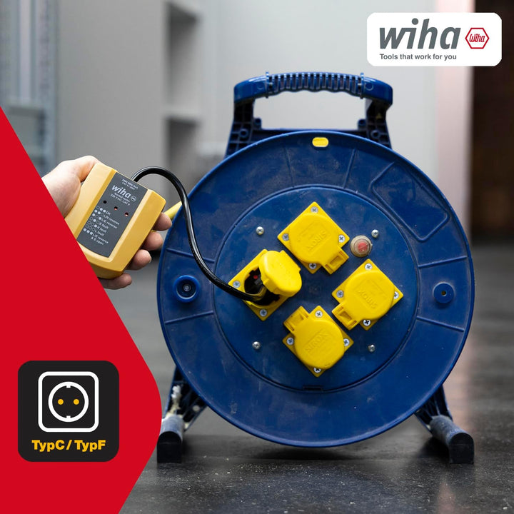 Wiha Steckdosentester 230 V AC, CAT II inkl. 2x AAA-Batterien I mit flexiblem Kabel I LED-Anzeige (4
