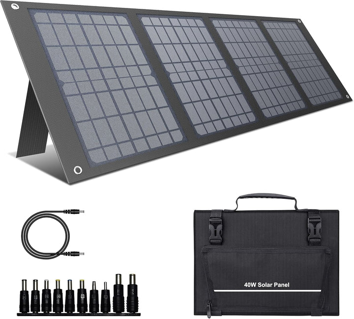 Powkey Solargenerator R100 mit 40W Solarpanel, 99Wh Akku Tragbare Powerstation, 100W AC/18W USB-C Au