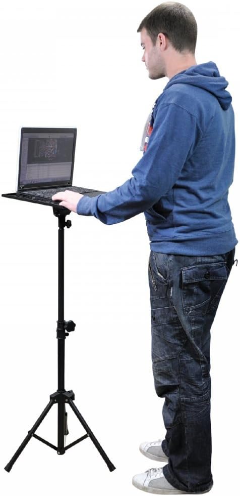 SoundLAB Tragbarer Laptop-Ständer mit Stativbeinen, Schwarz