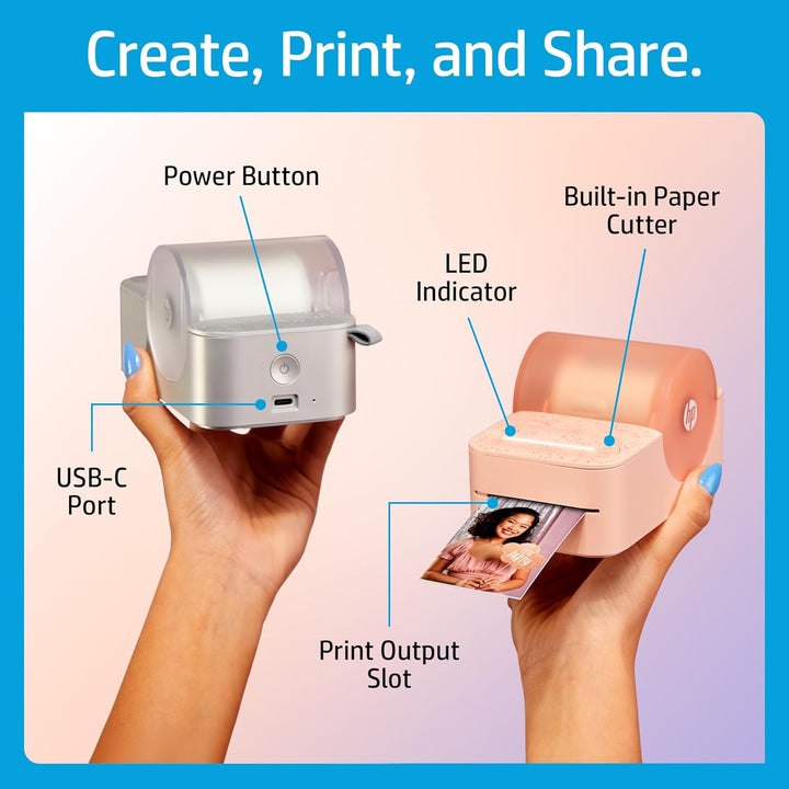 HP Sprocket Panorama Instant- Tragbarer Farbetiketten- und Fotodrucker (Rosa). Personalisieren Sie D