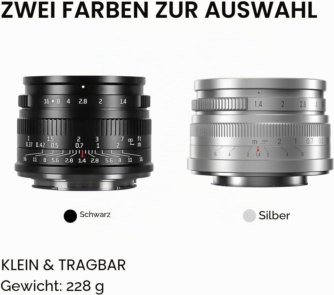 7artisans 35 mm F1,4 Mark II APS-C Festobjektiv mit manuellem Fokus und grosser Blende, kompatibel m