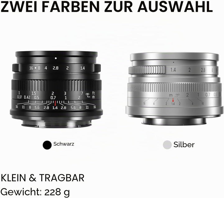 7artisans 35 mm F1,4 Mark II APS-C Festobjektiv mit manuellem Fokus und grosser Blende, kompatibel m